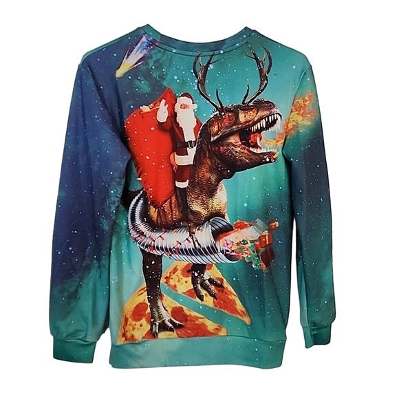 Funnycokid Santa/Dinosaur/Pizza Double-sided Sweatershirt - Picture 6 of 6